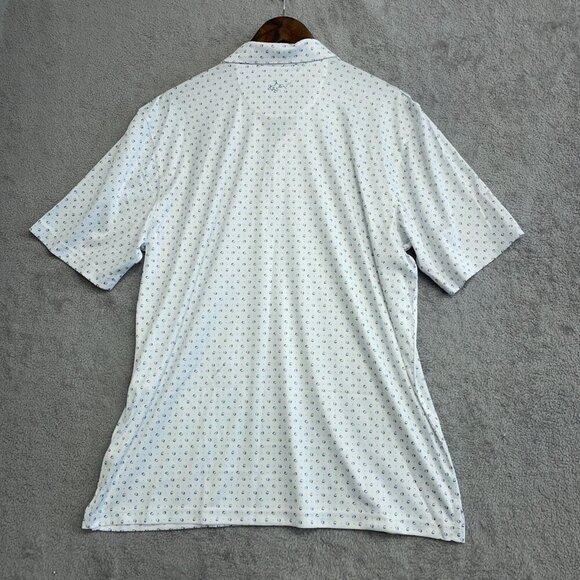 NEW Greg Norman ML75 Men's L Golf Polo Shirt White/Blue Circle Print - Picture 3 of 9